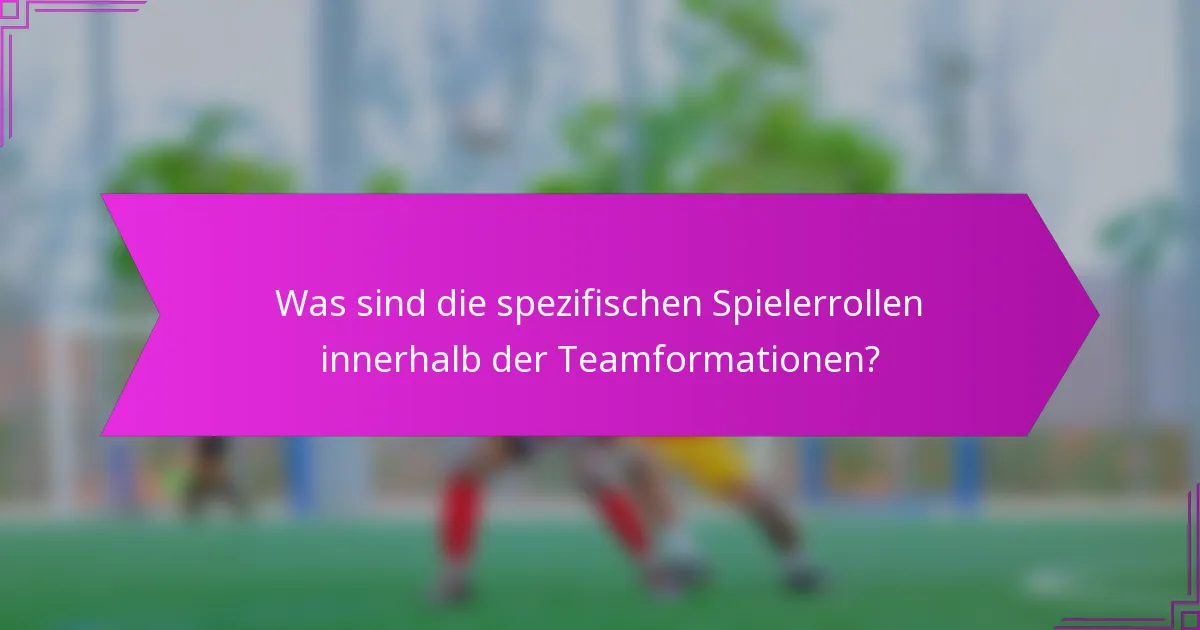 Was sind die spezifischen Spielerrollen innerhalb der Teamformationen?